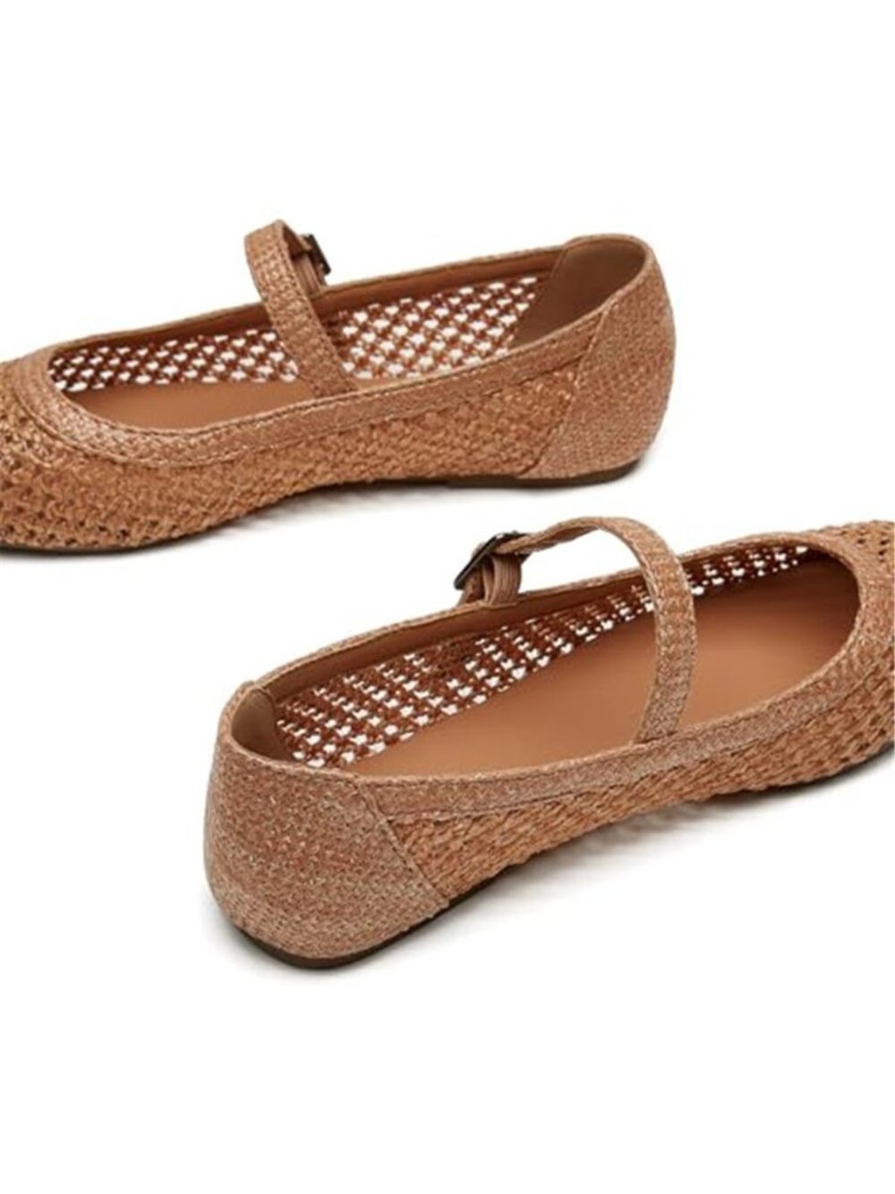 Trary Mary Jane Shoes Women Woven Flats for Women Dressy Ballet Flats Squared - Picture 5 of 7